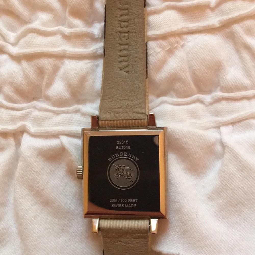 Burberry Beige Black Tan Check Square Dial Ladies Watch
